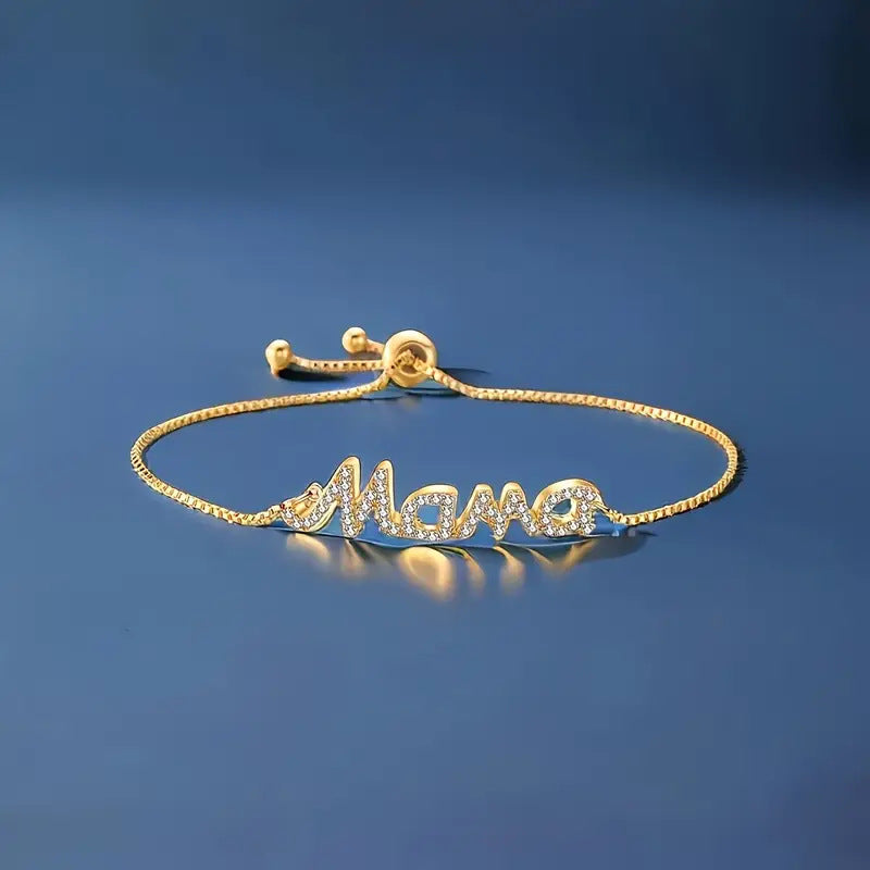 Fashion Mom Letter Creative Japanese and Korean Bracelet Zircon Premium Summer New Zipper Jewelry Women