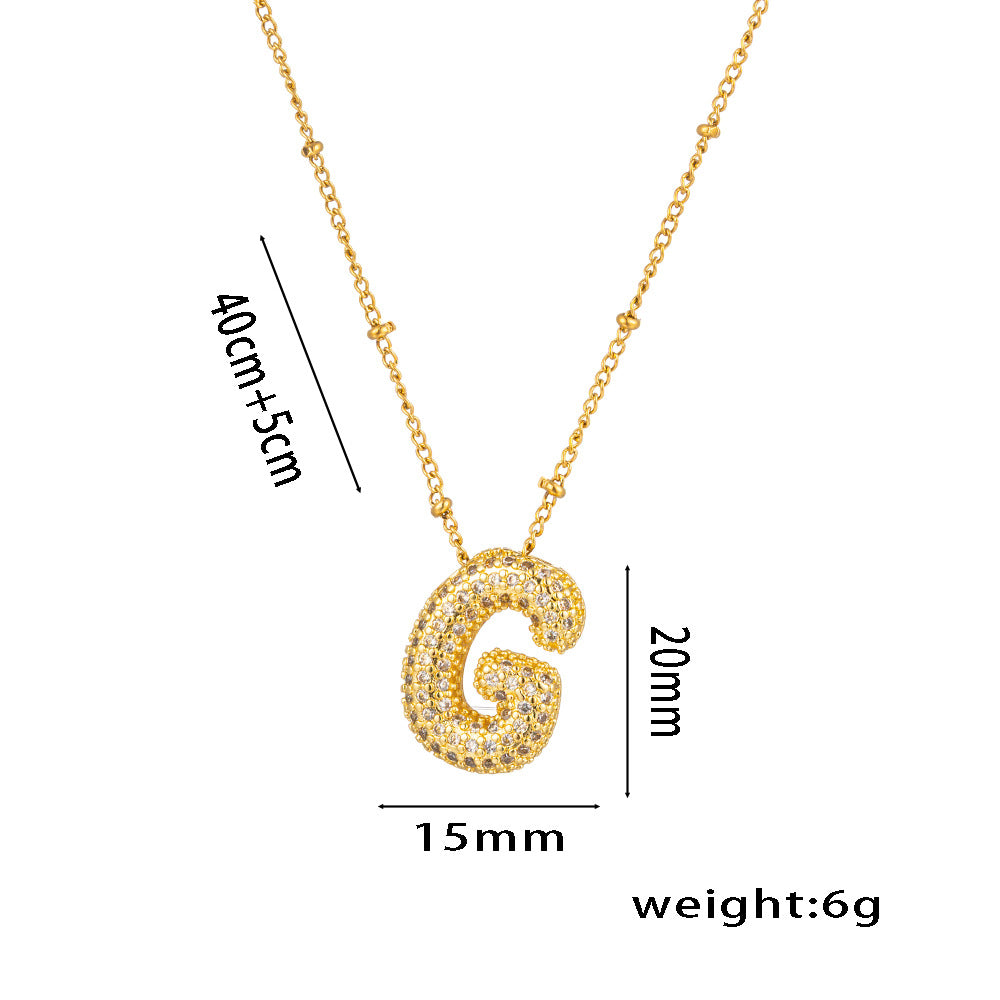 New European and American Micro-inlaid Zircon 26-letter Pendant Necklace Copper-plated 18K Gold Fashion Versatile Classic Jewelry