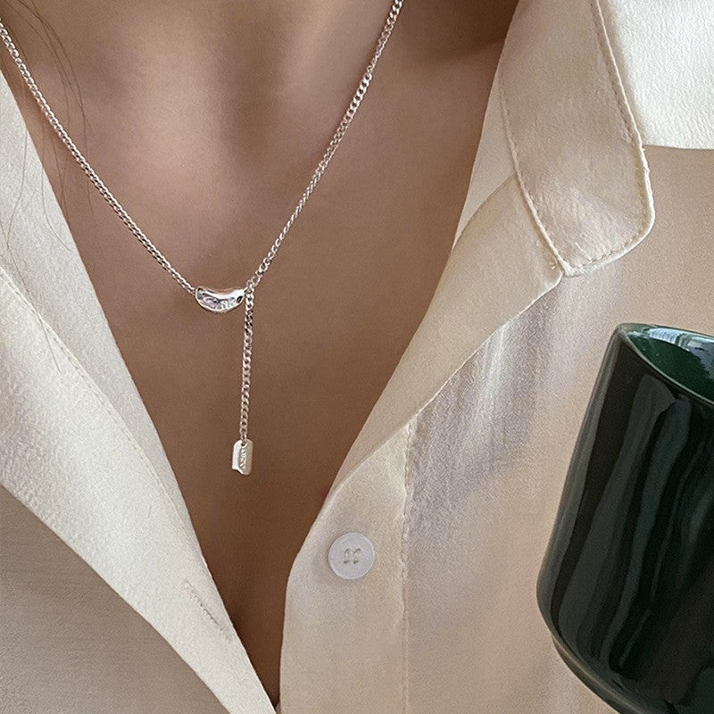 925 Silver Love Necklace Women's Summer High Sense Design Sense Niche Light Luxury Collarbone Chain Neck Chain