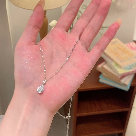 925 Silver Mermaid Tears Necklace Women's Ins Simple Light Luxury Temperament Premium Pendant Clavicle Chain Gift To Girlfriend