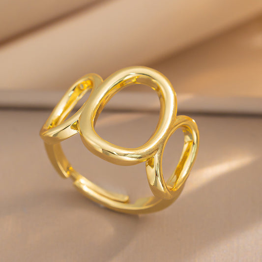 New Stainless Steel Ring European and American Fashion Minimalist Temperament Geometric Hollow Opening Jewelry Ring