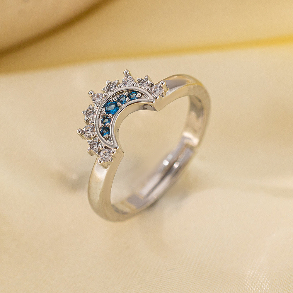 Sun and Moon Tonghui Open Ring Pendant Micro-inlaid Zircon Titanium Steel Necklace Bracelet Couple Ring