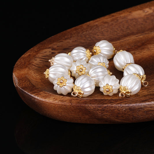 New Hollow Pumpkin Brushed Pendant, Drilling Ring Handmade Pendant DIY Jewelry Accessories, Pendant Sealing Glaze Color Retention