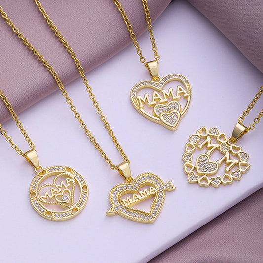Stainless Steel Heart Shape Mother's Day Mom Letter Necklace