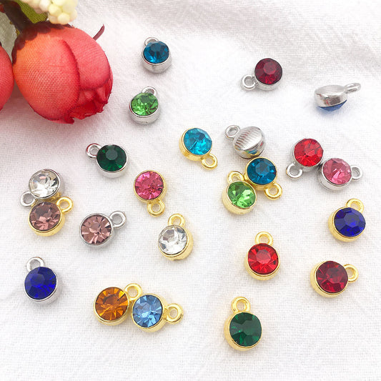 Alloy Diamond Twelve Birthday Stone Small Pendant Star Stone Lucky Stone Birthday Stone DIY Pendant 7mm Jewelry Accessories
