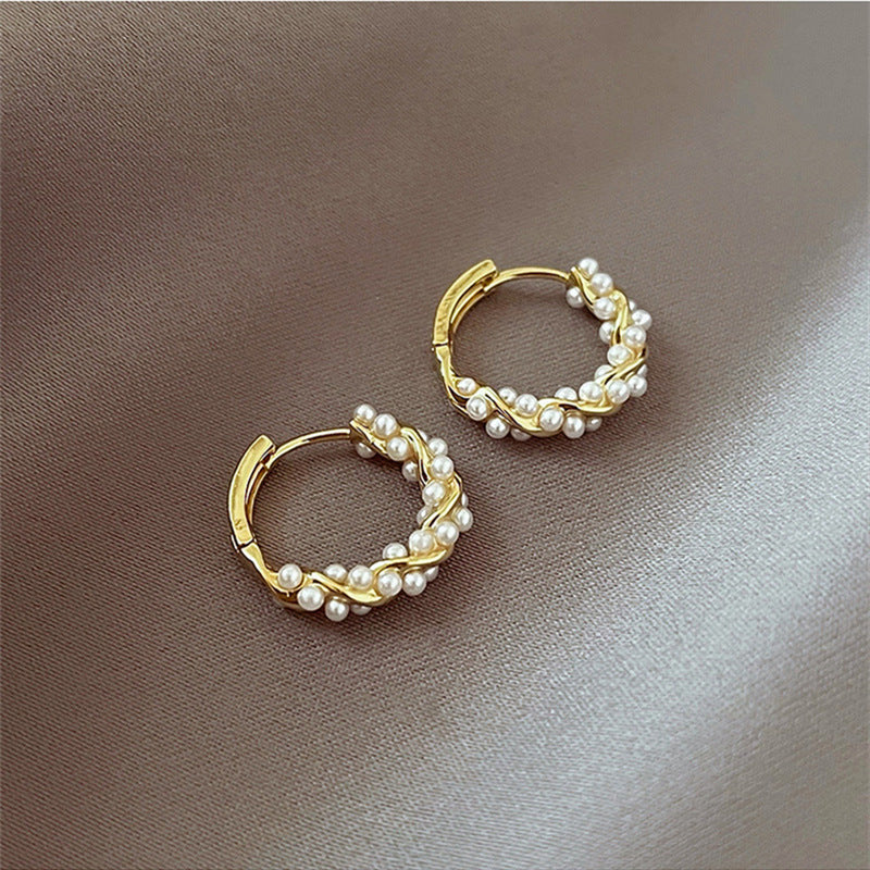 Light Luxury Temperament Circle Pearl Earrings 2025 New Trendy Earrings Women's Ear Buckles Niche Design Earrings
