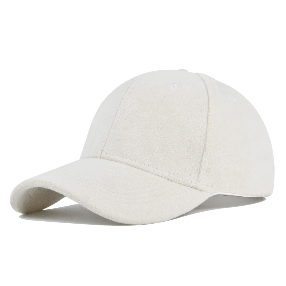 Imitation Suede Solid Color Hard Top Baseball Hat Simple Lamb Wool Cap Outdoor Sports Cap Curved Brim Shade