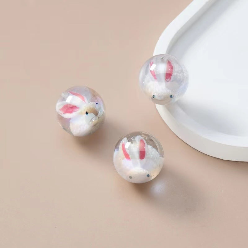 Glazed Colored Round Beads Beaded Transparent High-end Star Resin Single-hole Beaded Bracelet DIY Handmade Loose Beads