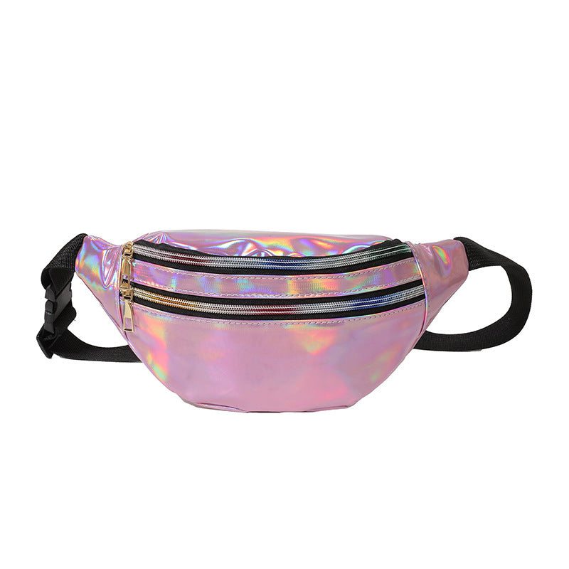 New Summer Men and Women Laser Fanny Pack Outdoor Glossy Sports Breast Bag Multi-functional Messenger Bag