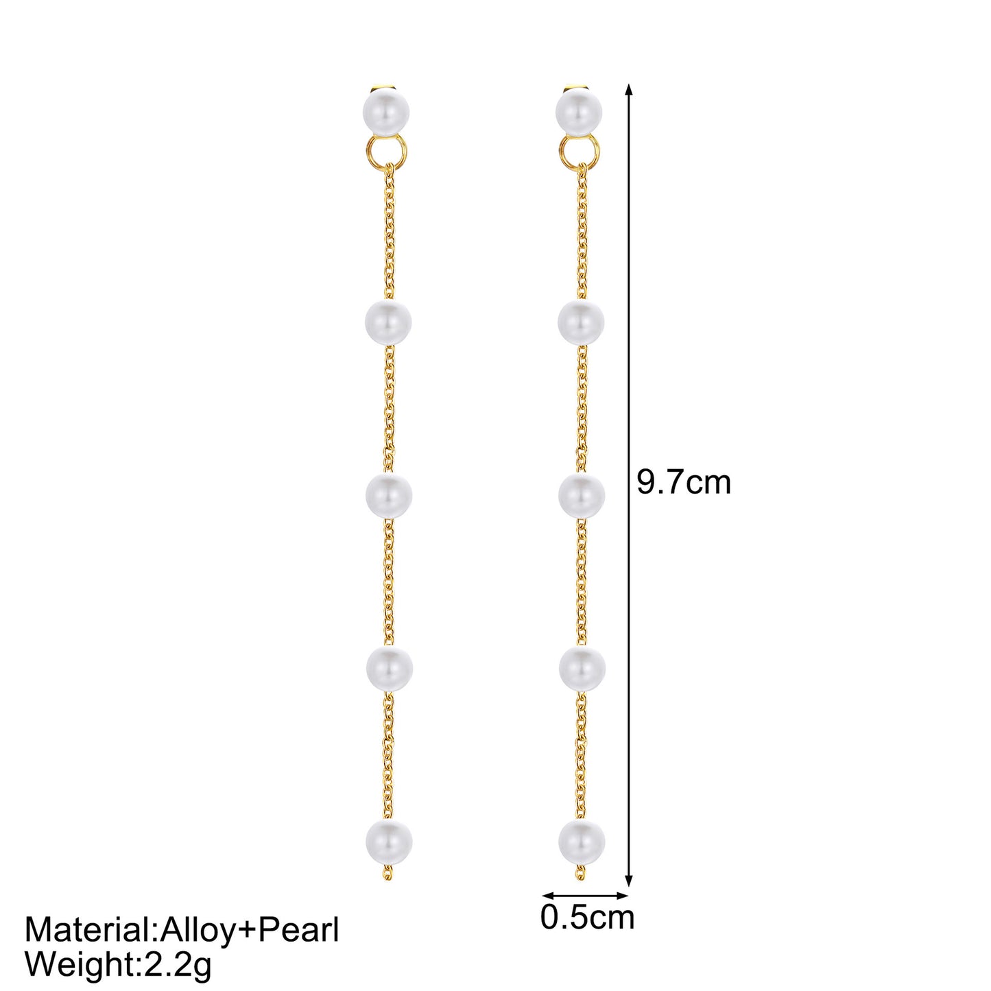 Beaded New French Retro Earrings Temperament Long Simple Pearl Fringed Earrings Women