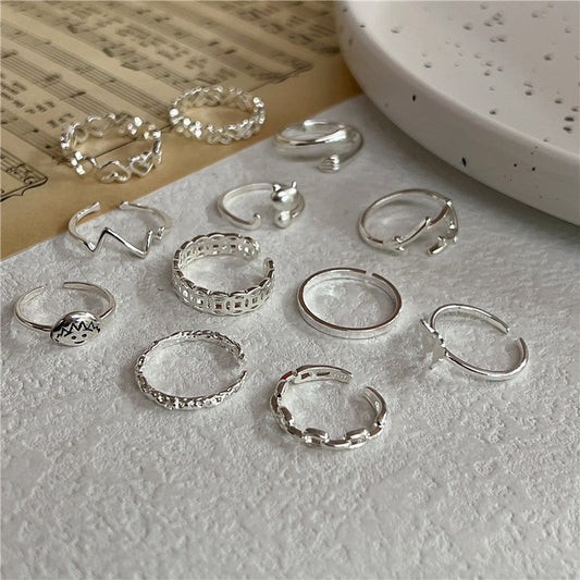 Korean Version 925 Sterling Silver Plain Ring, Women's Non-fading Ins Style Light Luxury High-end Sense Versatile Opening Adjustment Index Finger Ring