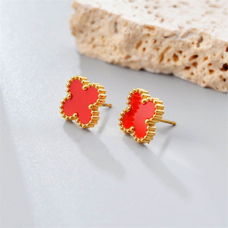 Fashion Titanium Steel Does Not Fade Short Ear Buckle Simple Geometric Rose Gold Earrings Stud Earrings