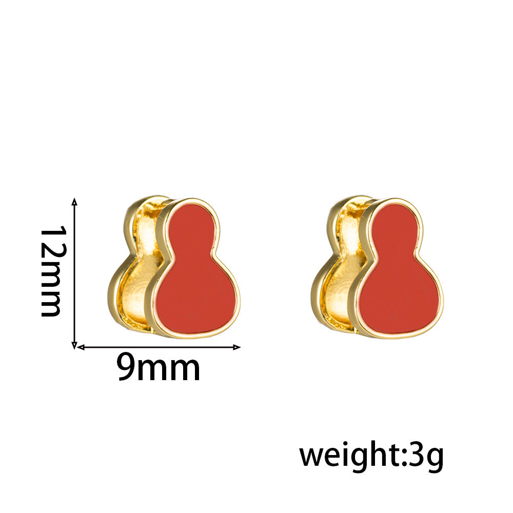 Double-sided gourd earrings for women's new light luxury niche high-end stud earrings, ear buckles, temperament earrings, fashionable and fashionable