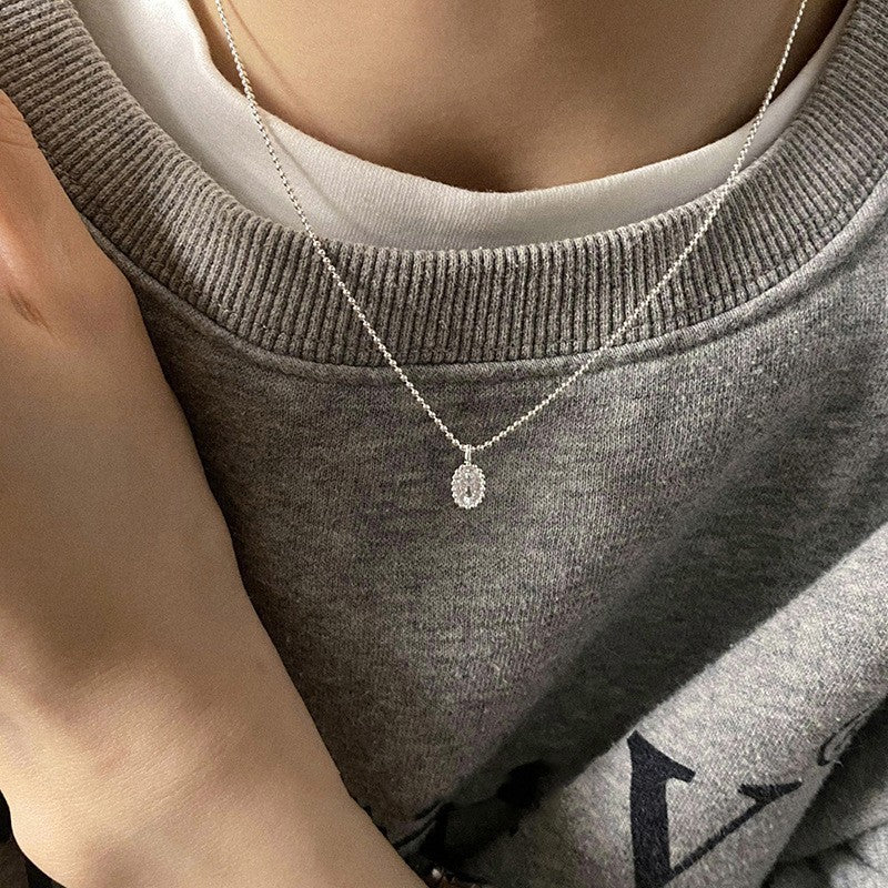 925 Silver Luck Pearl Necklace Female Butterfly Cold Light Luxury Flash Diamond Ins Wind Niche Collarbone Chain