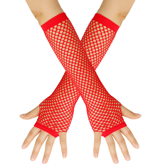 European and American Rough Net Fishing Net Elastic Gloves Sexy Long Gloves Punk Half Finger Nightclub Party Etiquette Gloves