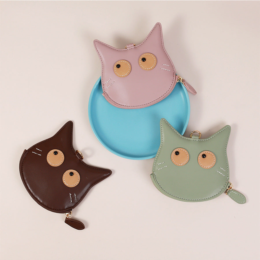 Simple Women's Neck Change Bag Women's High-end Cartoon Mini Card Bag PU Cute Hanging Bag Storage Bag