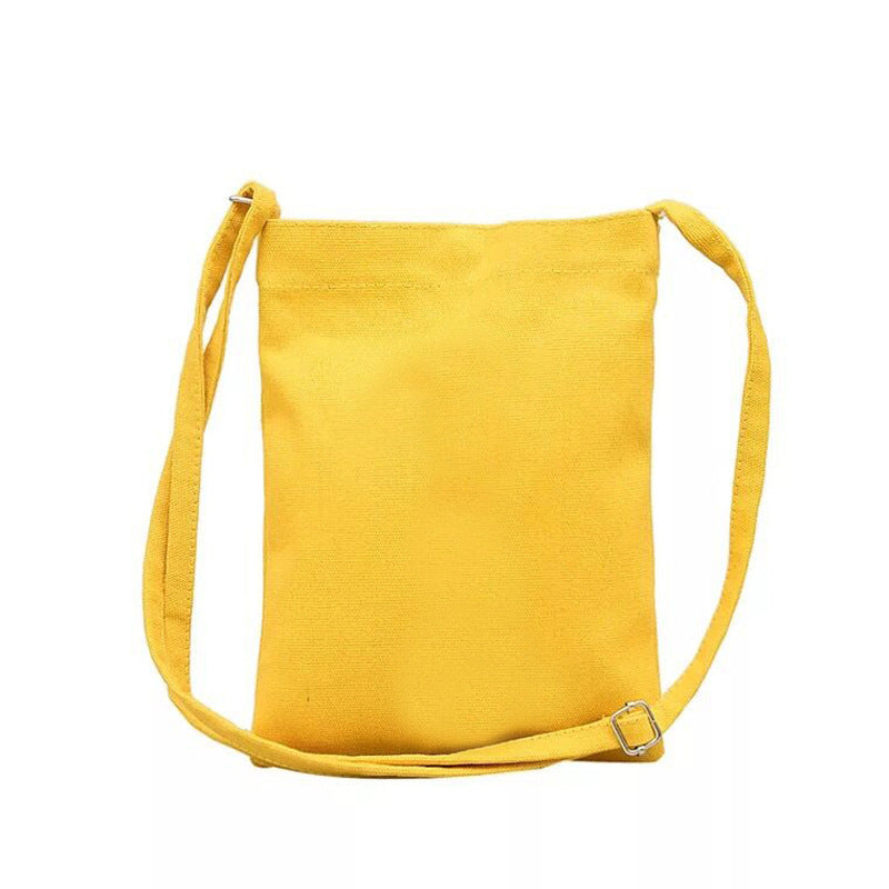 DIY Canvas Bag Printed Logo Small Messenger Bag Women's Mobile Phone Bag Simple Solid Color Blank Satchel Canvas Bag Spot