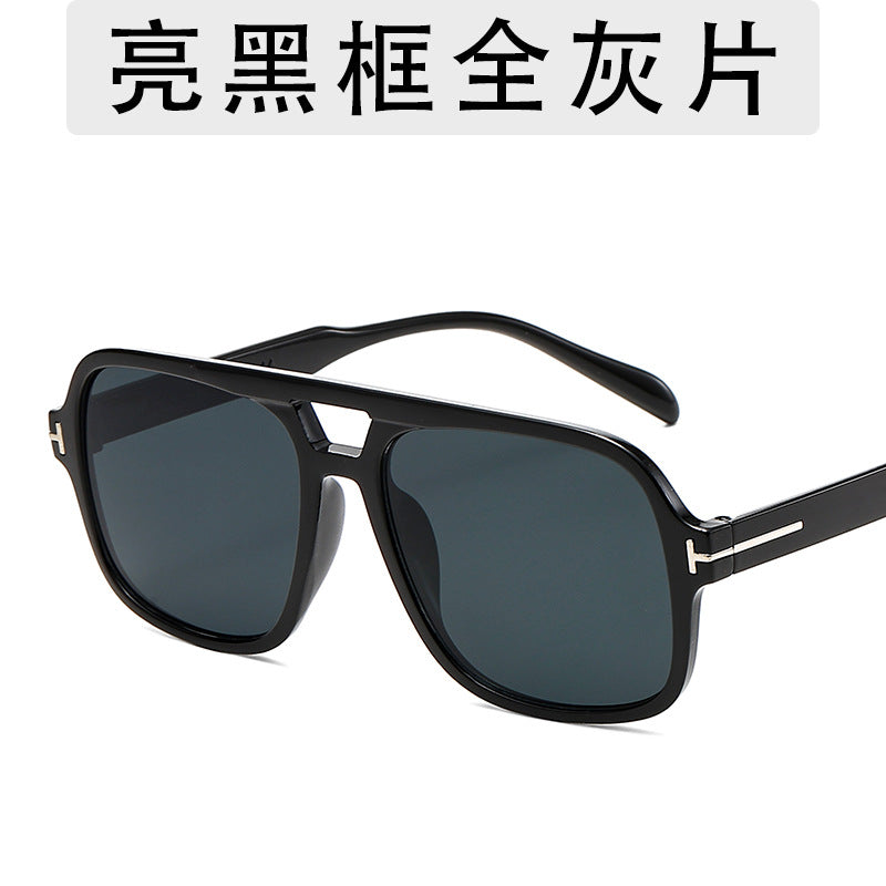 Wholesale Large Frame Glasses Overseas Fashion Texture Matching Sunglasses Spring New Double Beam Sunglasses