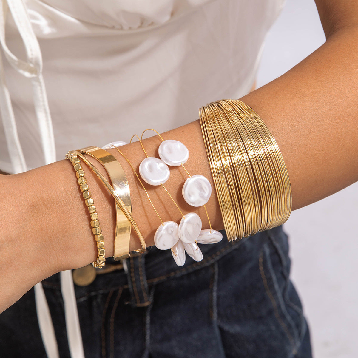 Multi-layer Line Winding Geometric Opening Bracelet Punk Style Bracelet