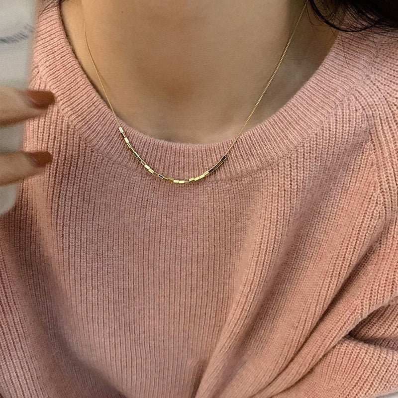 925 Silver Love Necklace Women's Summer High Sense Design Sense Niche Light Luxury Collarbone Chain Neck Chain