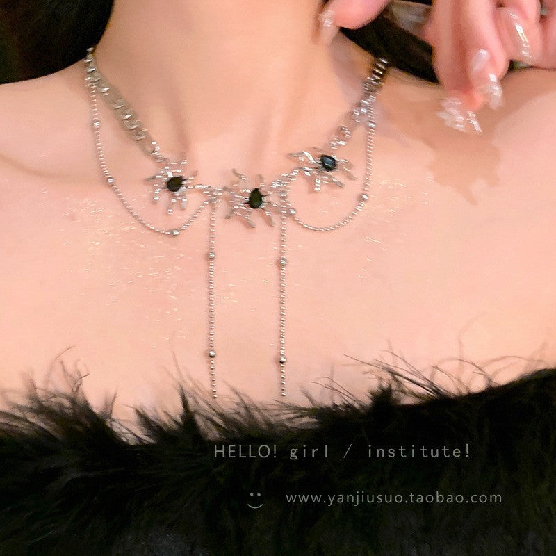 925 Sterling Silver Water Drop Double-layer Necklace Women's Light Luxury Niche Design Ins High-end Sense Simple Personality Stacked Collarbone Chain