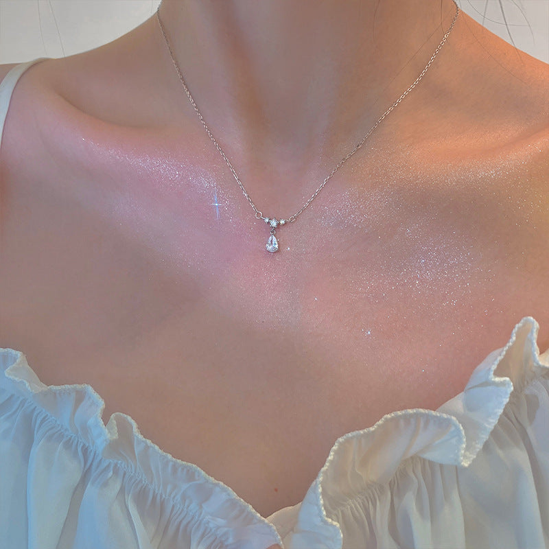 925 Silver Love Necklace Women's Summer High Sense Design Sense Niche Light Luxury Collarbone Chain Neck Chain