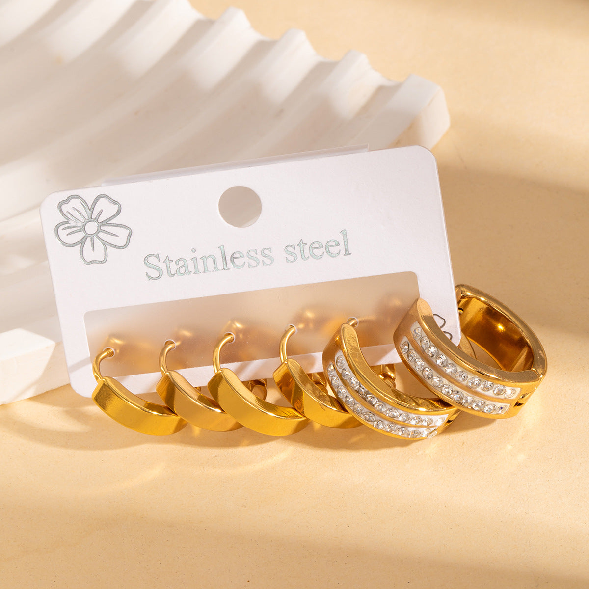 304 Stainless Steel Earrings Set Gold Non-fading Earrings Women's Earrings