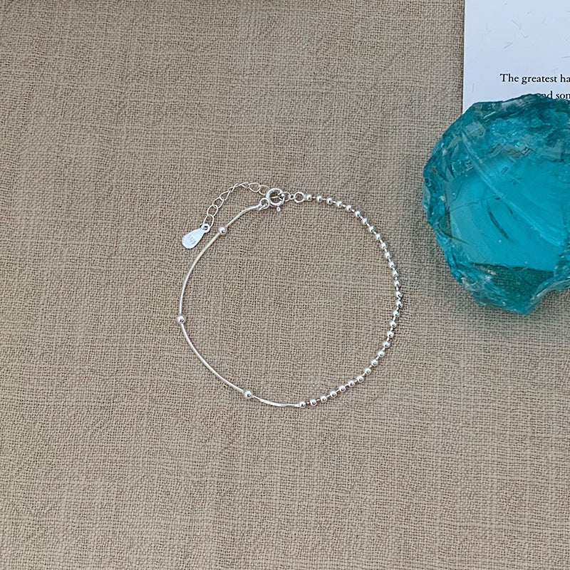 S925 Sterling Silver Star Love Blue Silver Bead Bracelet Women's Niche Design Sense Simple and Versatile Daily Bracelet Jewelry