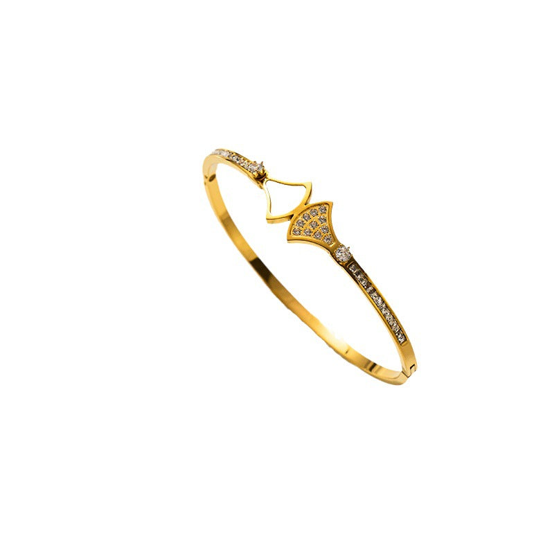 Popular Shell Bracelet Titanium Steel European and American Shiny Diamond Stainless Steel Internet Celebrity Bracelet Light Luxury Jewelry Wholesale