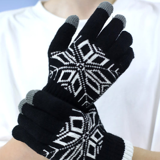 Wool Knitted Thermal Gloves Touch Screen Non-slip Gloves