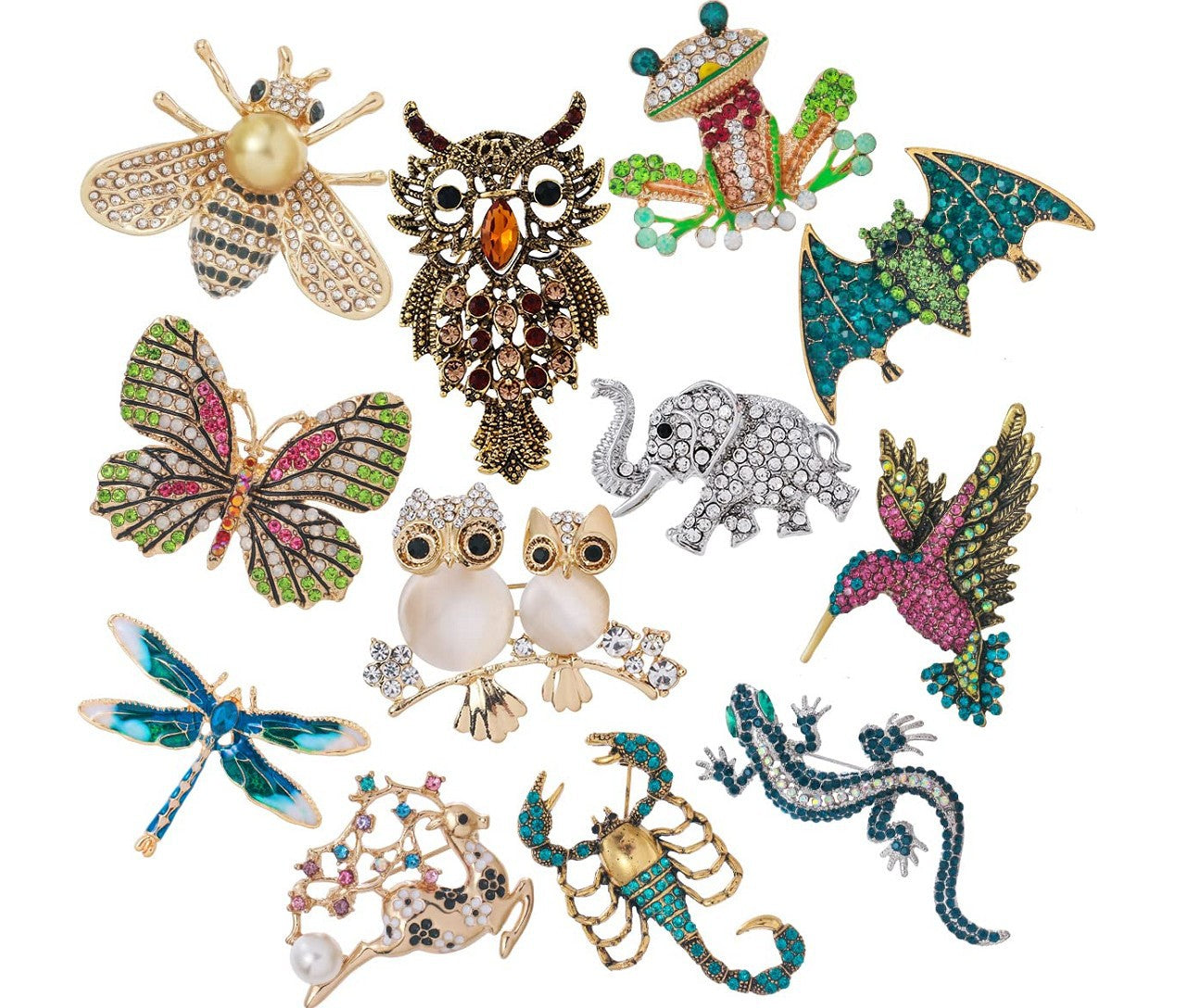 Frog Brooch New Owl Brooch Dragonfly Butterfly Enamel Brooch Peacock Animal Pin, Apparel Accessories
