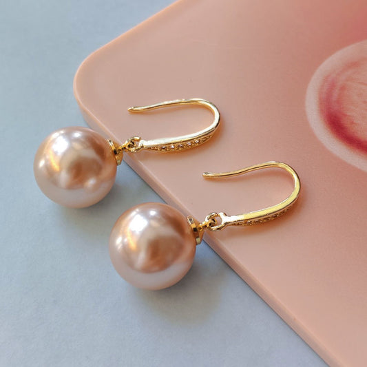 Pearl Earrings French High-end Micro-inlaid Zircon Pearl Ear Hook Simple Celebrity Temperament Earrings