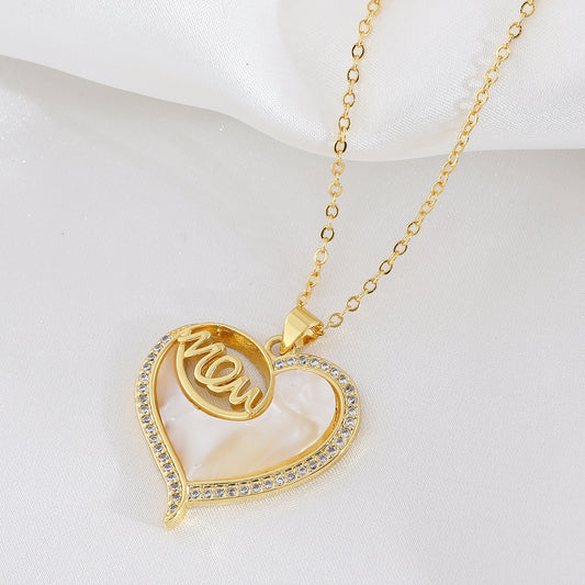 New Mother's Day Pendant MOM Heart Pendant Necklace Versatile Personality Necklace Mother's Day Gift