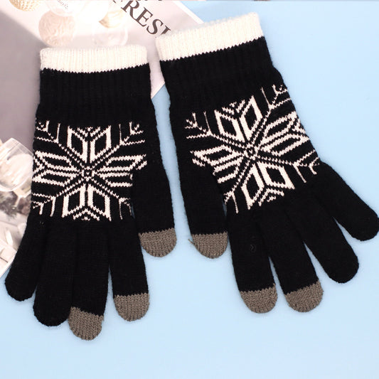 Wool Knitted Thermal Gloves Touch Screen Non-slip Gloves