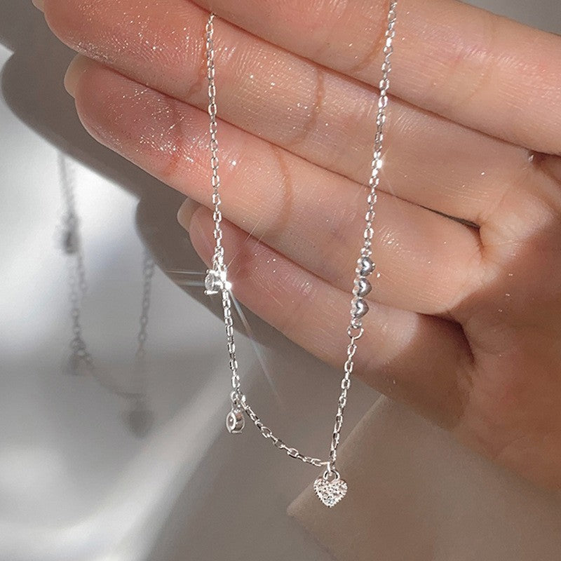 925 Silver Love Necklace Women's Summer High Sense Design Sense Niche Light Luxury Collarbone Chain Neck Chain