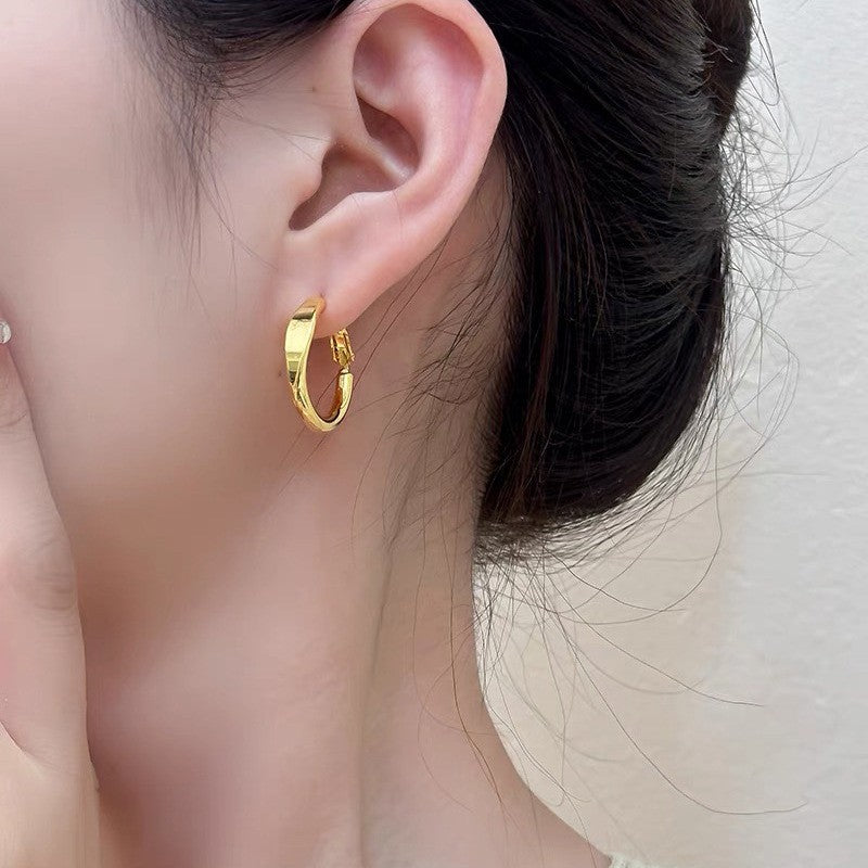 Retro Hong Kong Style Temperament Stud Earrings Female Explosion Internet Celebrity Niche High Sense Gold Earrings