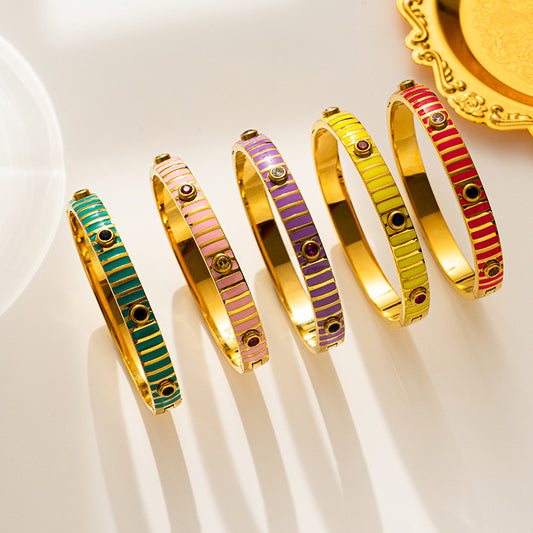 European and American Beach Style, Color Dripping Oil, Zircon Bracelet, Ethnic Style, Bohemian Bracelet Women