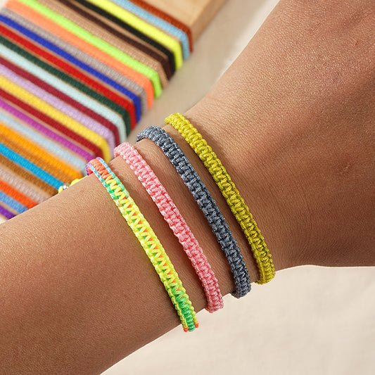 Hot-selling Solid Color Hand-woven Hand Rope Fashionable Versatile Men's and Women's Adjustable Bracelet Gift