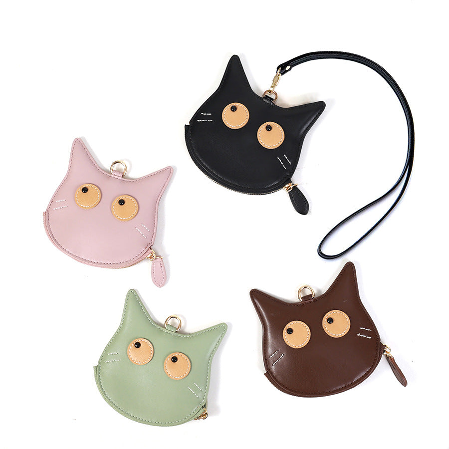 Simple Women's Neck Change Bag Women's High-end Cartoon Mini Card Bag PU Cute Hanging Bag Storage Bag