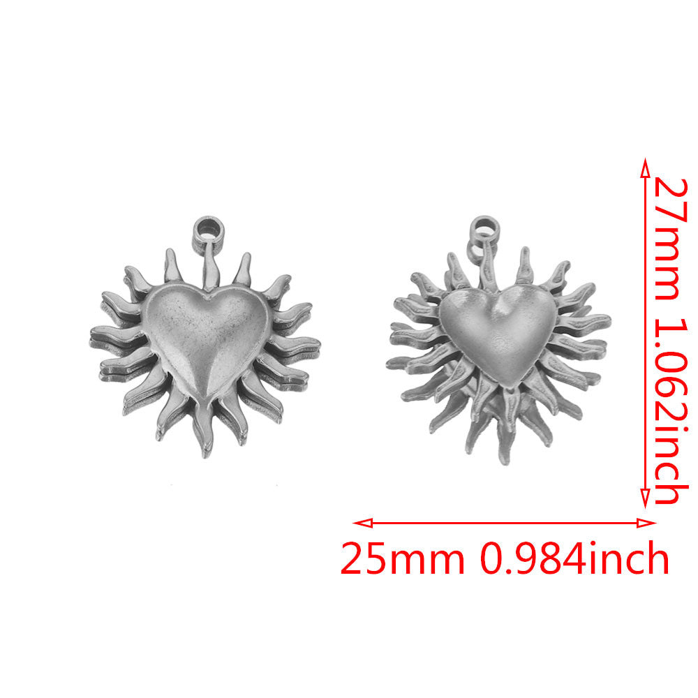 Vintage European and American Stainless Steel Smiley Face Sun and Moon Pendant, Titanium Steel DIY Pendant Necklace Handmade Accessories