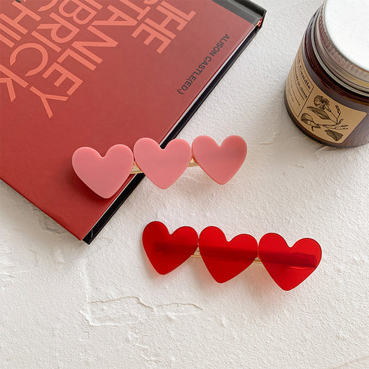 Korean Red Love Acetic Acid Hairpin Edge Clip Cute Bangs Broken Hair Side Duck Bill Hairpin Gentle Clip Headdress