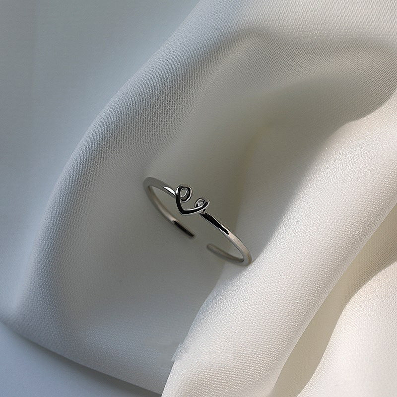 925 Silver Hollow Love Ring Ins Simple Niche Design Ring Fashion Personality Light Luxury Open Ring Wholesale