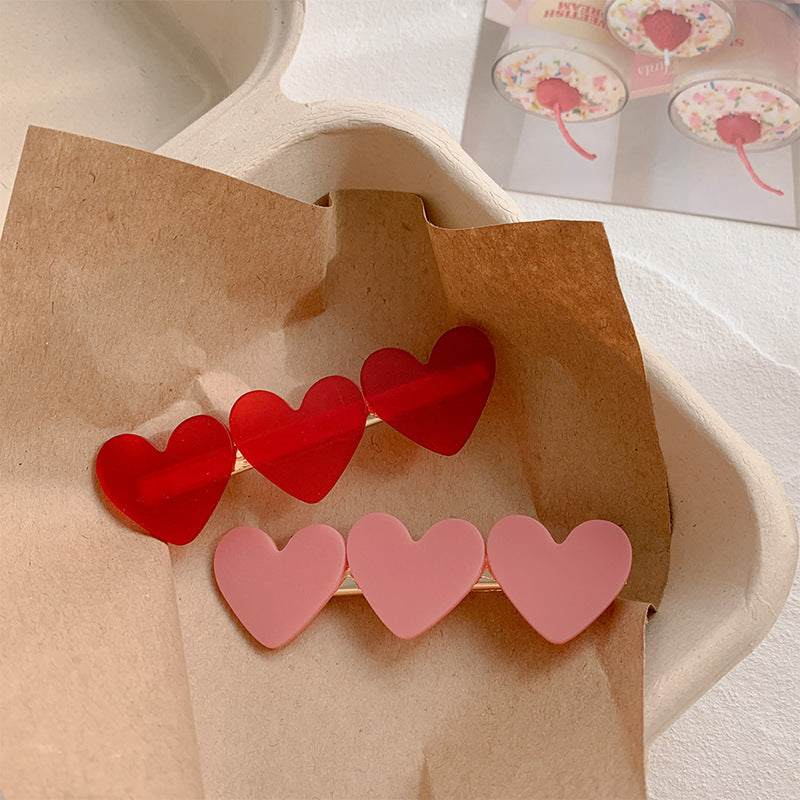 Korean Red Love Acetic Acid Hairpin Edge Clip Cute Bangs Broken Hair Side Duck Bill Hairpin Gentle Clip Headdress