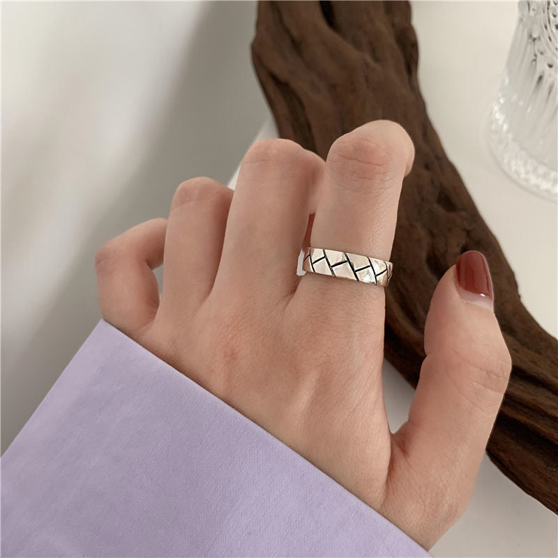 Heavy Industry Ring Female Ins Does Not Fade Fashion Personality Retro Cold Wind Niche Gemstone Open Index Finger Ring Tide