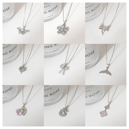 Summer Silver Titanium Steel Non-fading Necklace Women's Fashion Light Luxury Pendant Girls Necklace