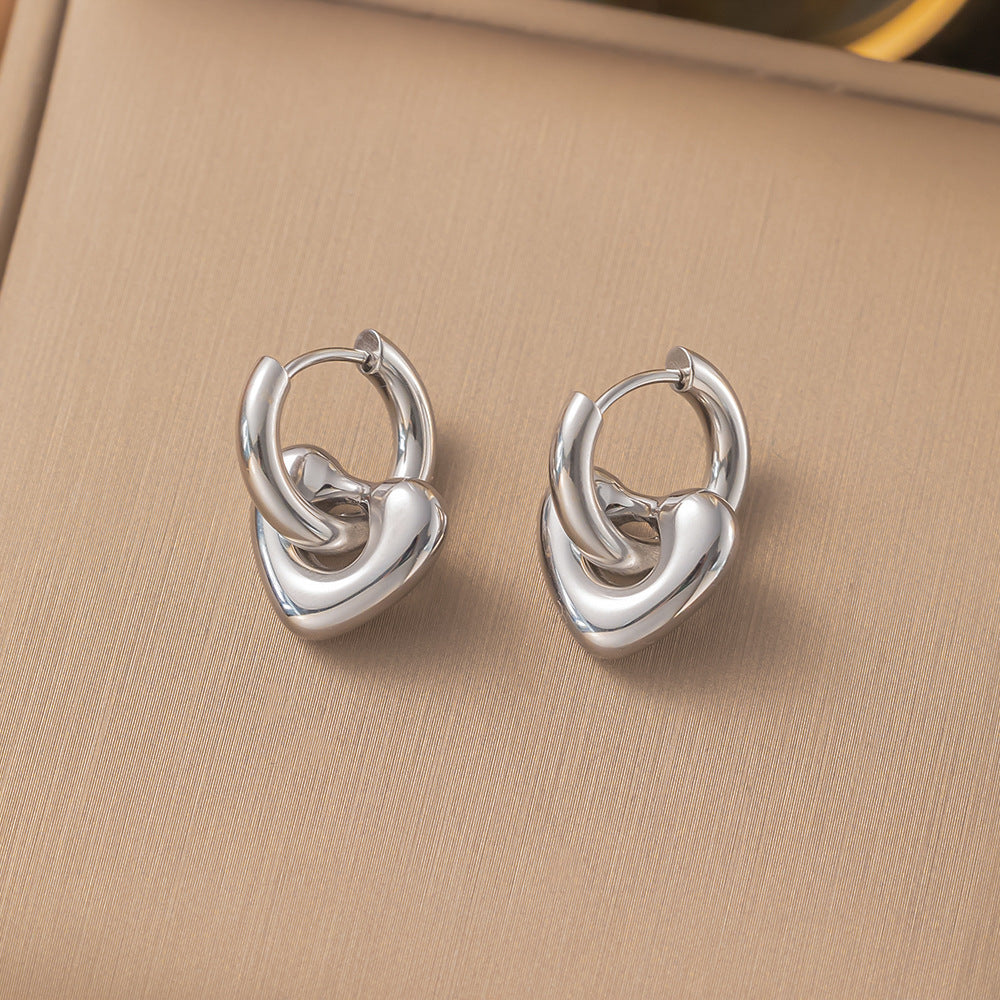 Simple 18k Gold-plated Stainless Steel Circle Earrings Simple Gold-plated Men's and Women's Models
