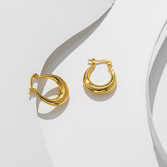 French retro European and American ins cold wind u-shaped titanium steel material fine throwing hollow earrings European and American jewelry spot