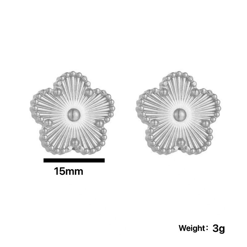 Simple Temperament Five-leaf Flower Jewelry Set, Four-leaf Clover Laser, Titanium Steel Plum Blossom Fashion Versatile Internet Celebrity Tide Jewelry