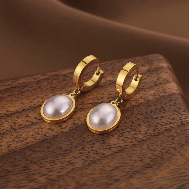 Fashion Titanium Steel Does Not Fade Short Ear Buckle Simple Geometric Rose Gold Earrings Stud Earrings