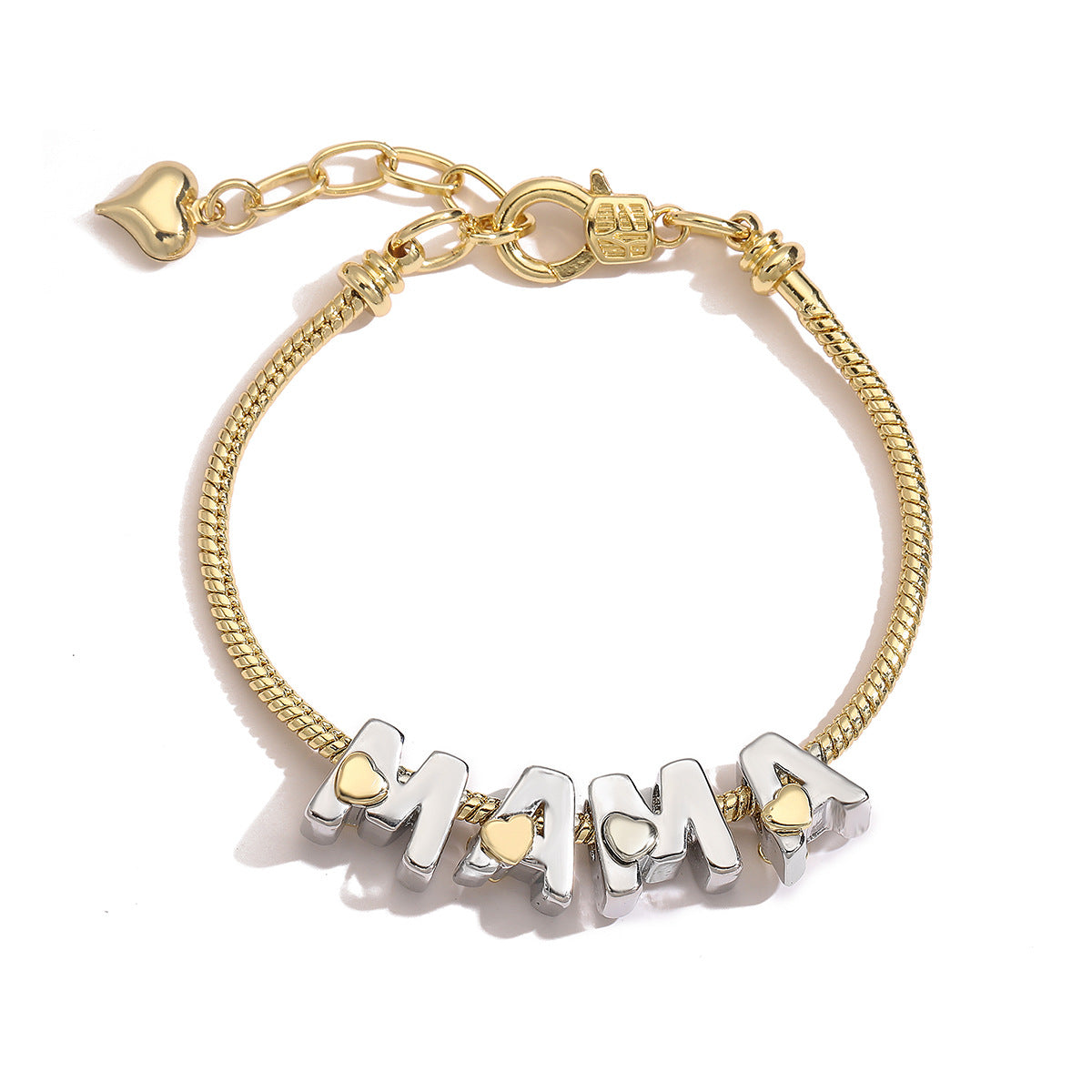 Two-color Electroplating Contrasting Color MAMA Bracelet Women's Design Sense Niche Personality Mother's Day Gift